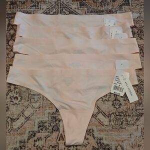 NWT 5 AVA & AIDEN Blush‎ Pink No Show Stretch Thong Panties Seamless Underwear S